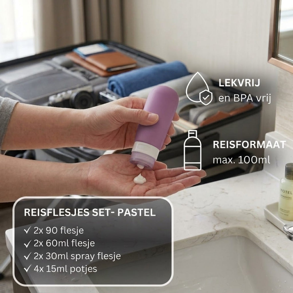 Luxe Siliconen Reisflesjes Set Paars
