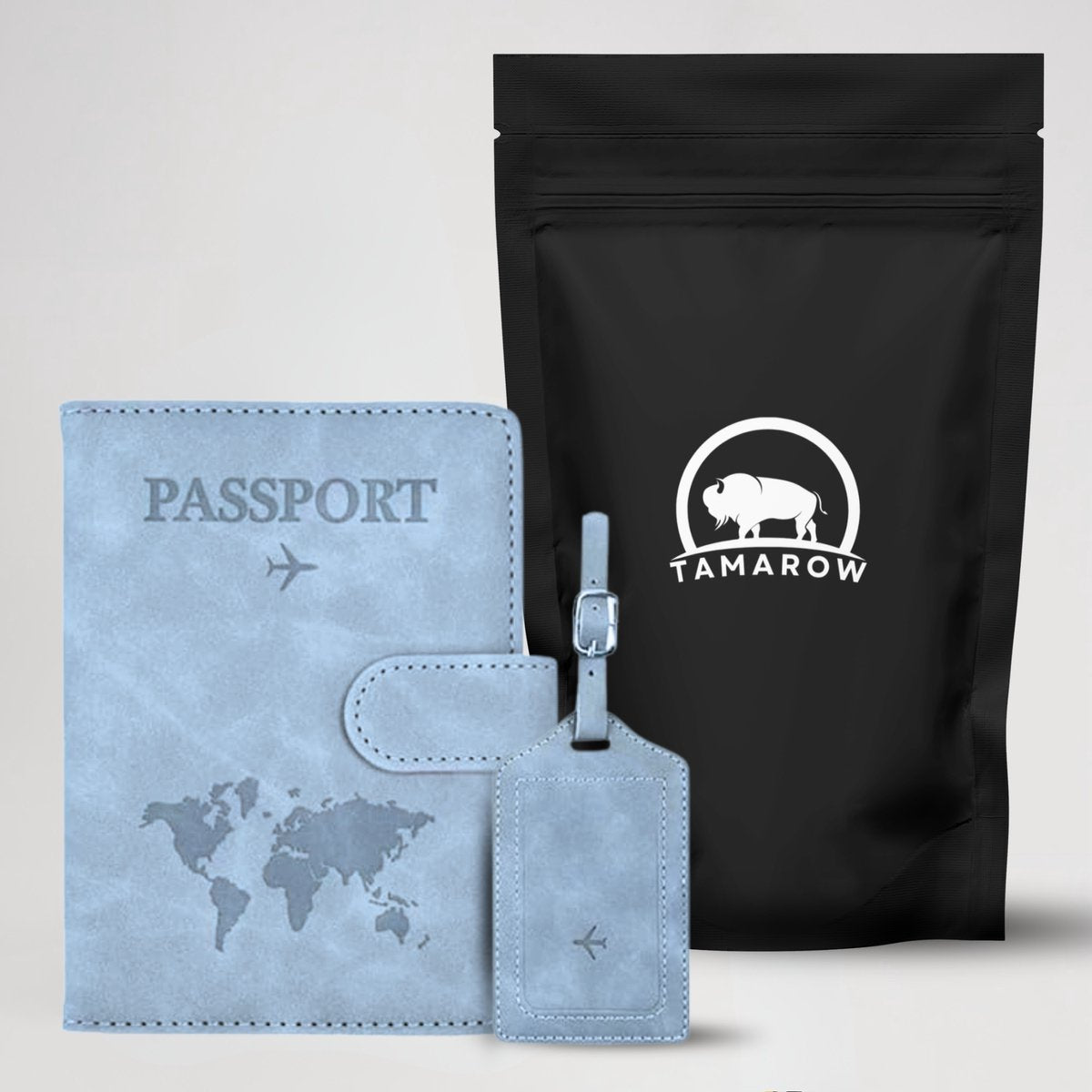 Paspoort Hoesje met Bagagelabel Licht Blauw