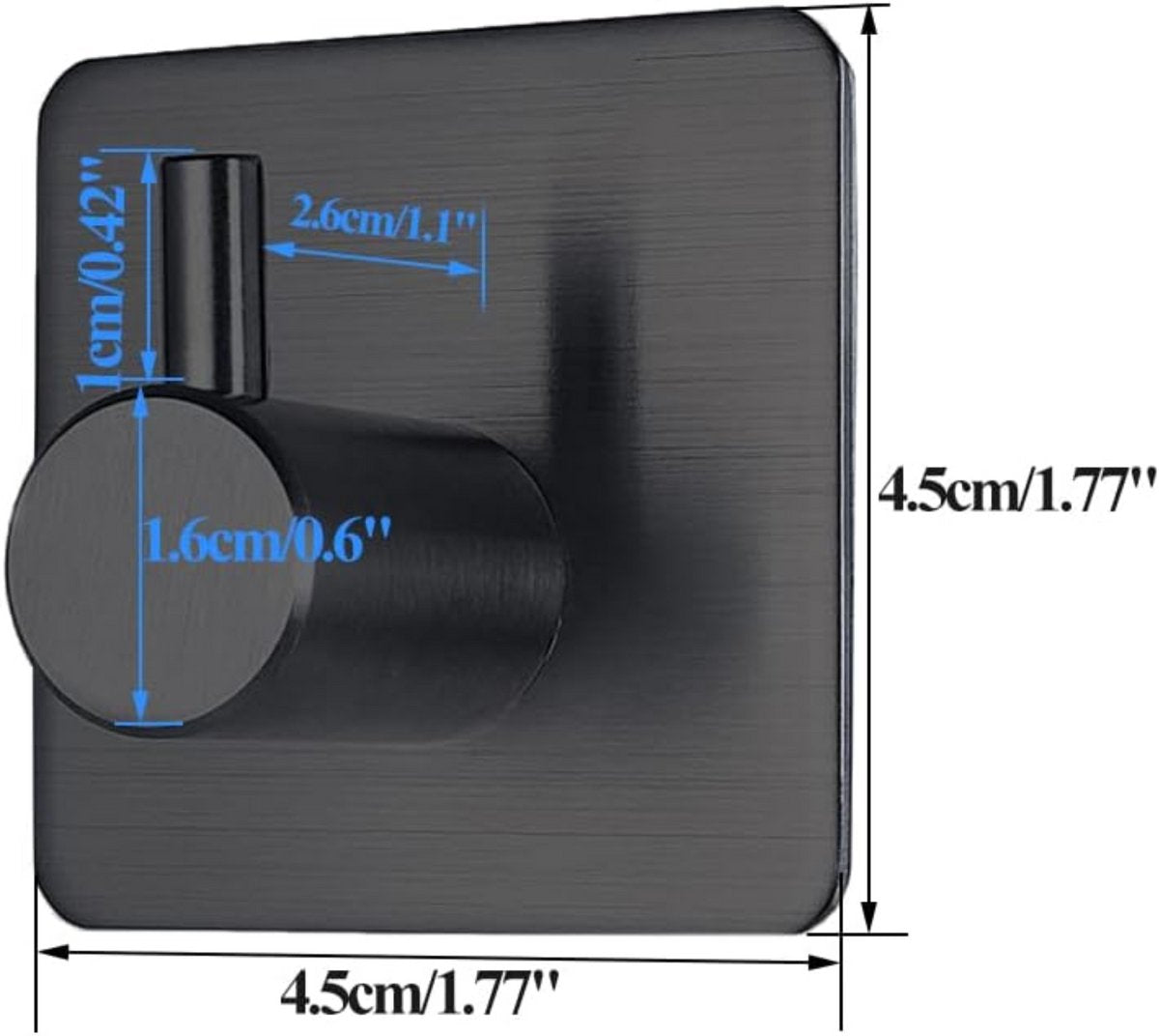RVS Wandhaak 8 Stuks Zwart