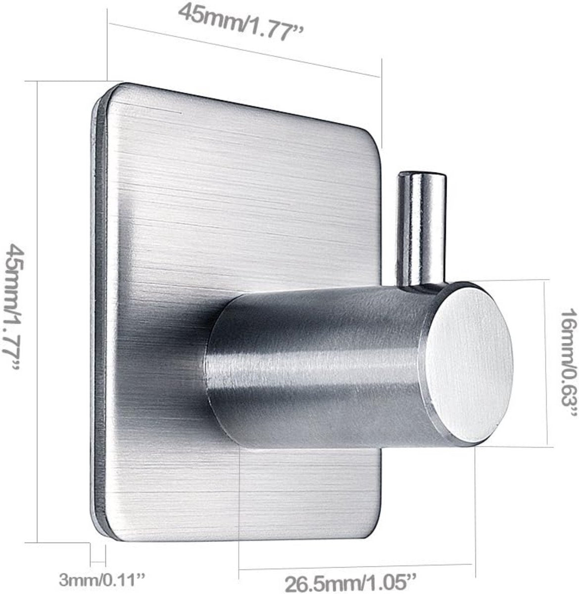 RVS Wandhaak 8 Stuks Zilver