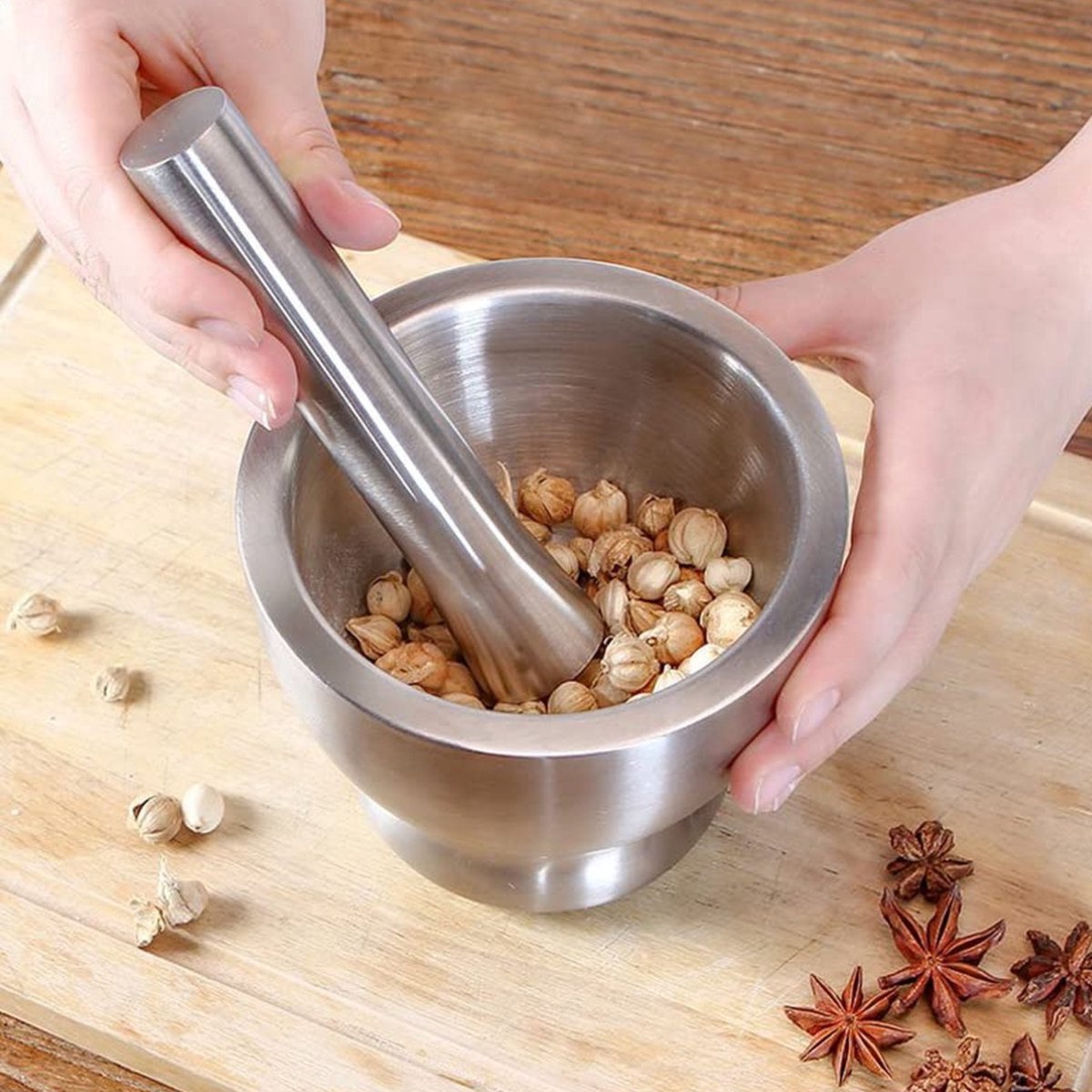 Vijzel met Stamper RVS Medium