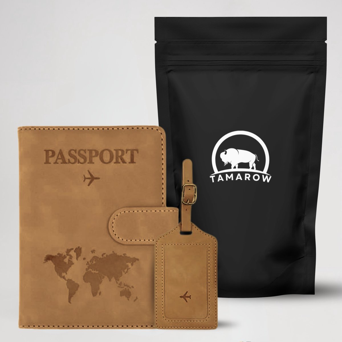 Paspoort Hoesje met Bagagelabel Bruin