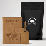 Paspoort Hoesje met Bagagelabel Bruin