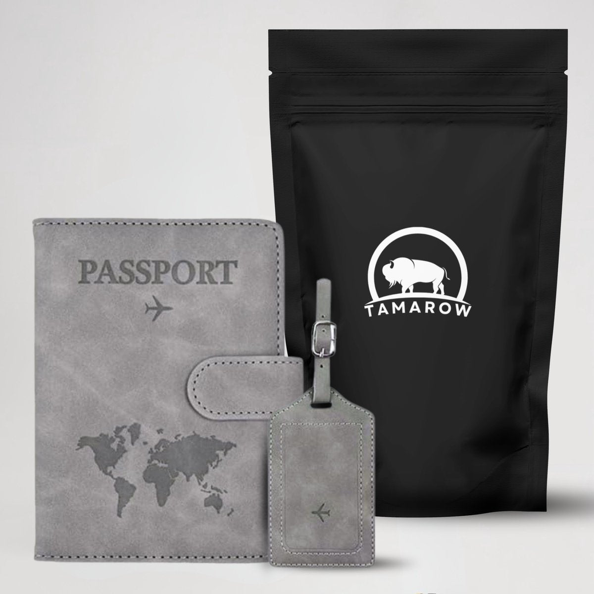 Paspoort Hoesje met Bagagelabel Grijs