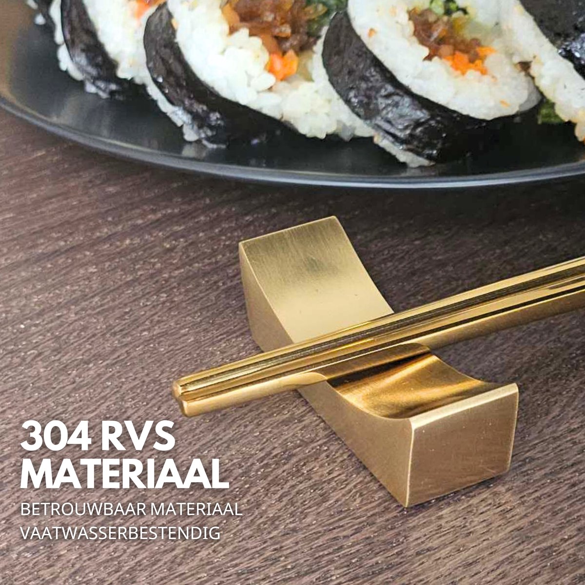 Chopstick Set Groen Goud
