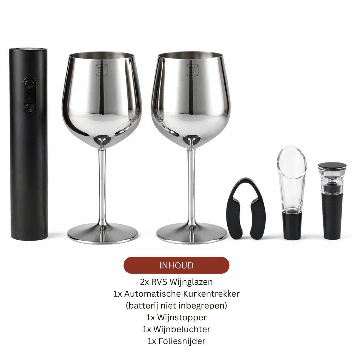 RVS Wijnglazen Set met Accesoires