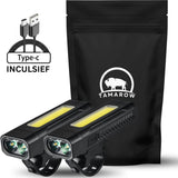 Multifunctionele Fietslamp met COB-Zijlicht 2 Stuks