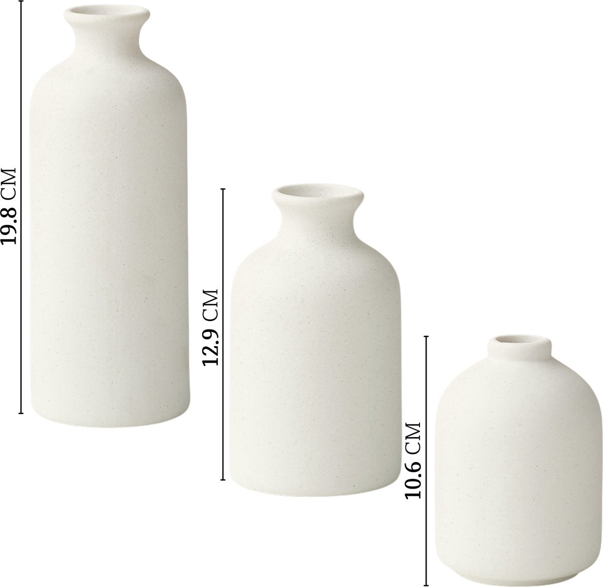 Keramieke Vazen Set Klein 3 Stuks Wit