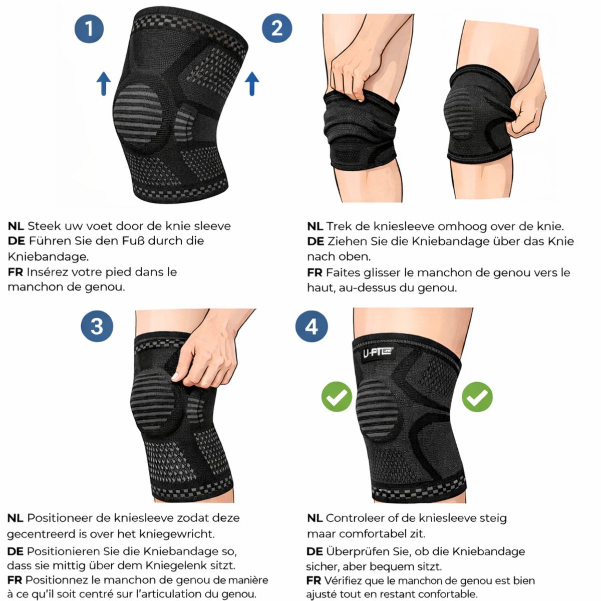 Pro Kniebrace 1 Stuk Zwart