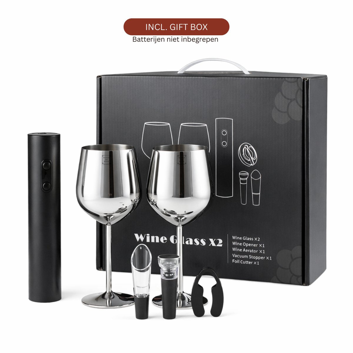 RVS Wijnglazen Set met Accesoires