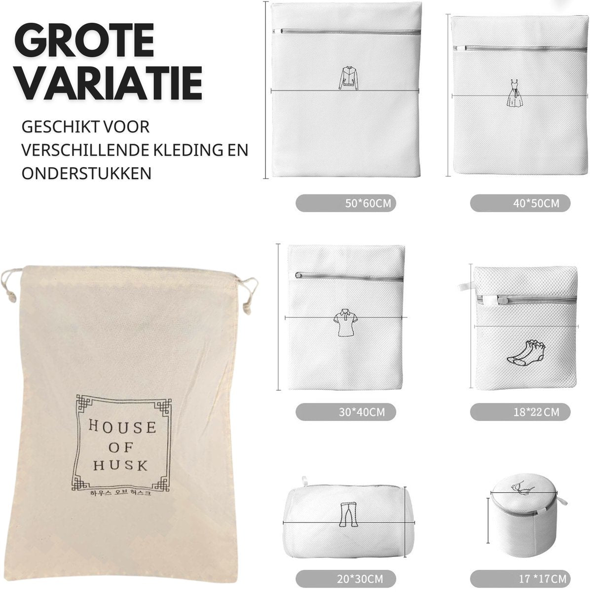 Waszakken set van 6 Wit