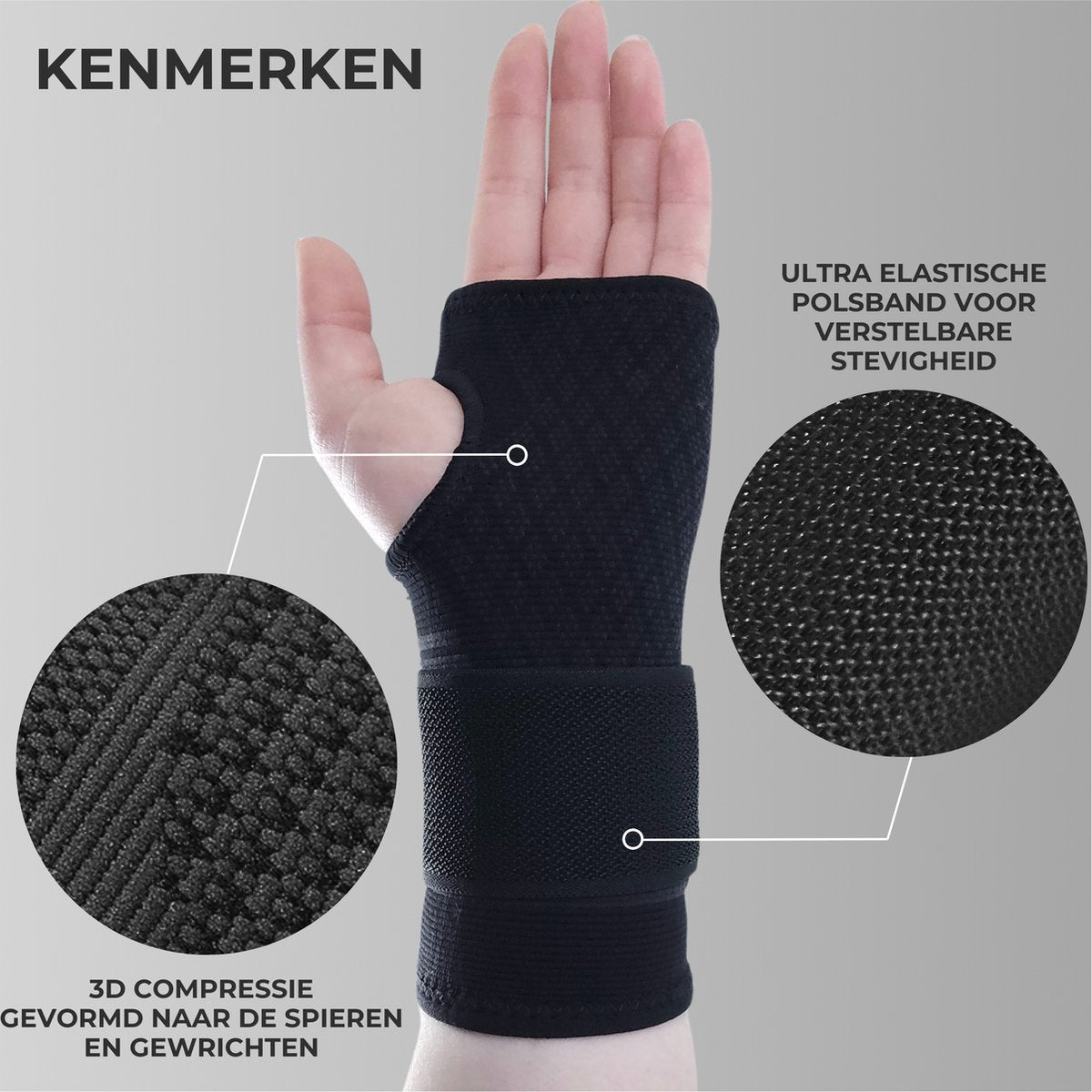 Pols Brace Zwart 1 Paar