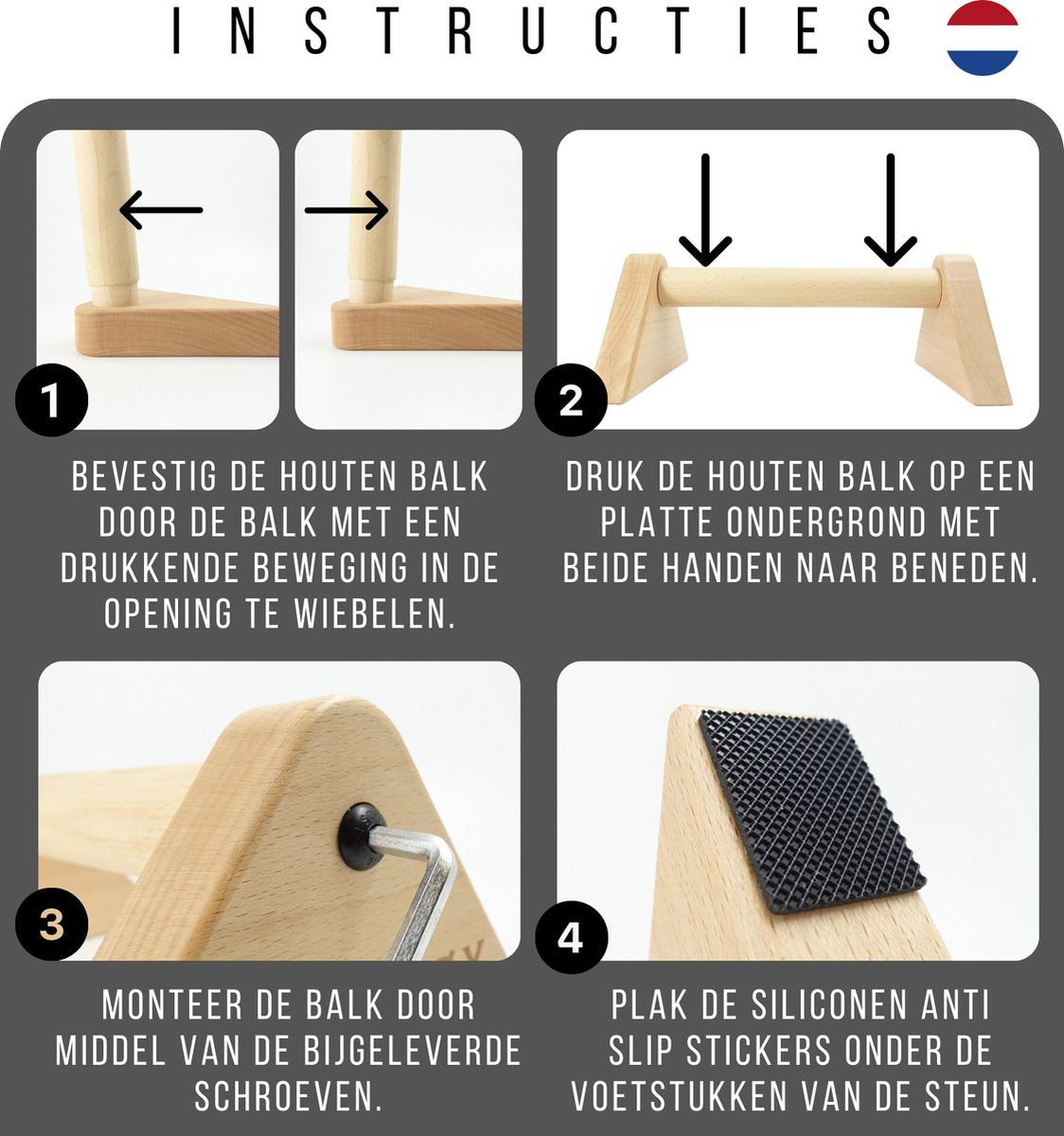 Parallettes Hout 30cm Push up Bars